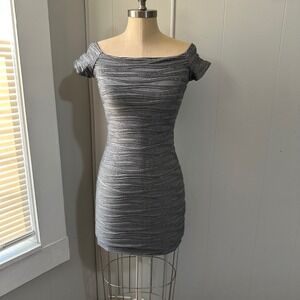 Y2K Hot Gal Bodycon Mini Dress Gray USA Made Size S